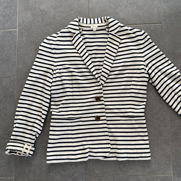 White Blue Striped Women's Blazer